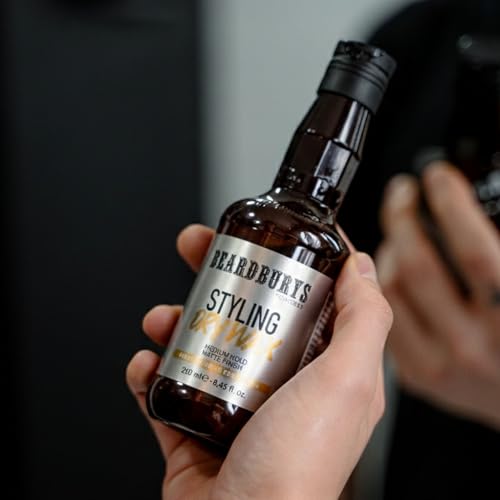 BY CAROBELS BEARDBURYS Beardburys Liquid Pomade Dry Hair Wax for Men, Non-Greasy Styling Wax, Adds Volume & Texture, Medium Hold, Medium Shine, Heat-Activated, Long-Lasting Formula, 250ml