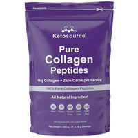 Pure Collagen Peptides | Keto Collagen Powder | Easy Mixing & No Clumping | Zero Aftertaste | 100% Pure Hydrolyzed Collagen with Bovine Collagen | 100% Transparency 3rd Party Lab Testing | Ketosource®