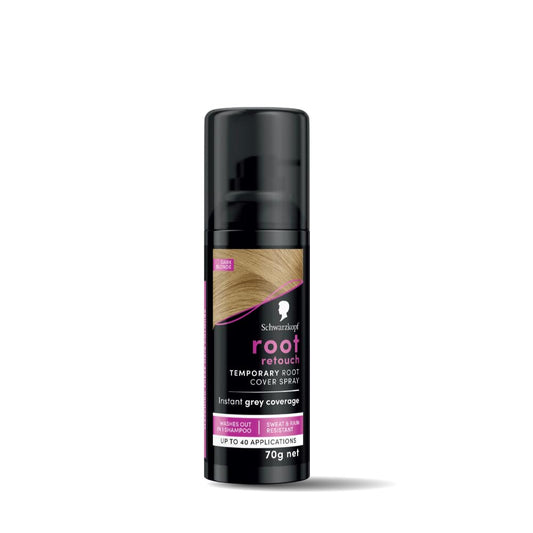 Schwarzkopf Root Retouch, Vegan, Temporary Dye Instant Blonde Hair Root Concealer, Grey Coverage, 40 Applications, 1 Wash, Dark Blonde, 120ml,