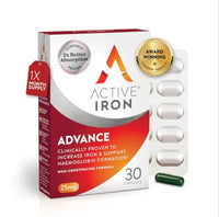 Solvotrin Active Iron Advance Supplement 25 mg – Clinically Proven to Increase Iron & Energy Levels – Gentle, Non-Constipating, Highly Absorbed – 30 Capsules, 1 Month Supply