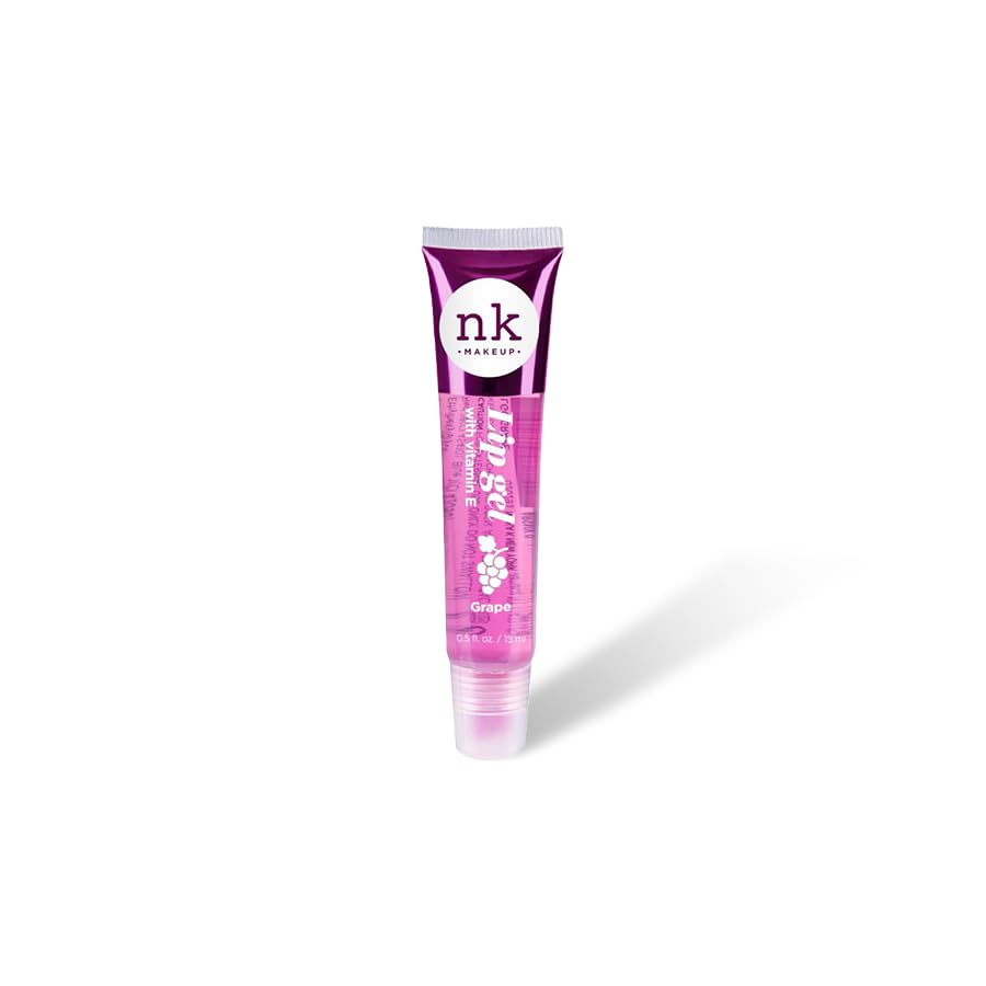 NK lip gloss gel 15ml Vitamin E, Shiny, Nourishes, Grape, Grapefruit, Strawberry and Cherry flavoured by Nicka K (Multi Pack Of 4).