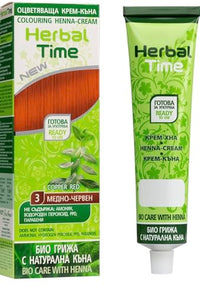 Generic Henna Herbal Time Natural Cream Color Copper Red Nº 3 | Henna Coloring Cream with Nettle Extract | Gray Hair Cover | Ammonia Free, Sulfates Free, Parabens Free | 75 ml