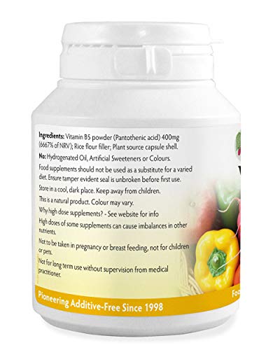 Vitamin B5 (Pantothenic Acid) 400mg x 90 Capsules (Magnesium Stearate Free)