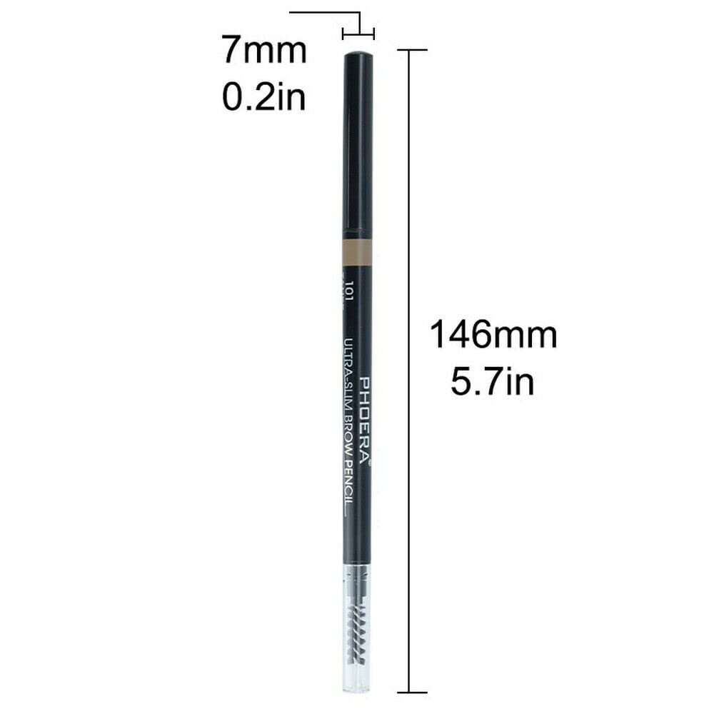 Phoera PHOERA Ultra Slim Eyebrow Liner Pencil With Brow Brush AQUAPURITY Fill & Sculpt Eyebrow Definer Natural Looking Brows Long Lasting (104 DARK BRUNETTE)