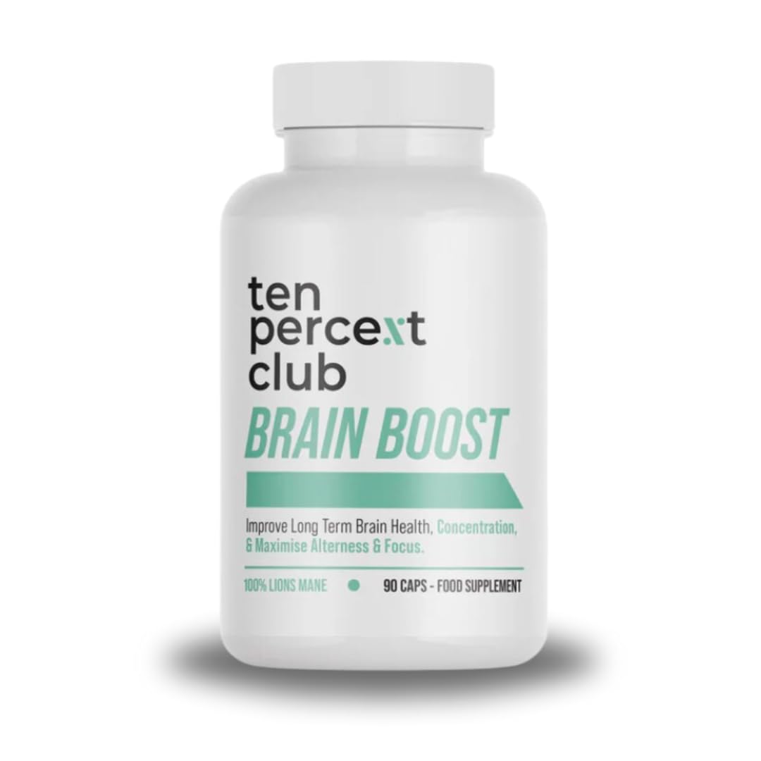 The Ten Percent Club - Brain Boost | Lions Mane Mushroom Complex Capsules for Enhanced Focus & Clarity | Nootropic Lions Mane Supplement for Cognitive Support | 90 Capsules