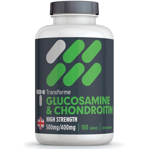 Transforme Glucosamine and Chondroitin 500mg/400mg High Strength Complex, 180 Tablets Up to 6 Months Supply, with Superior Chondroitin Sulphate (90% Potency), Gluten Free