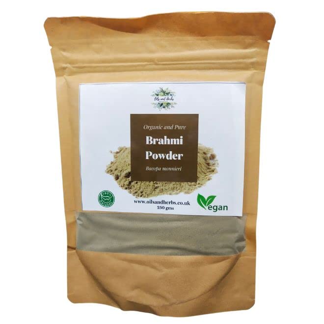 Oils and Herbs UK Clean Organic Brahmi Powder - Bacopa Monnieri - Pure and Natural (100g)
