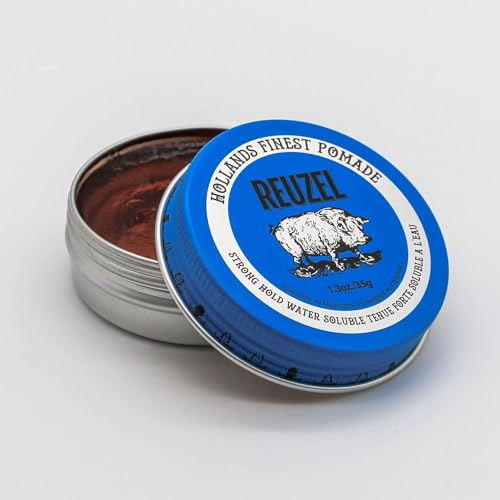 REUZEL Reuzel Blue Strong Hold Pomade,Strong Hold Pomade For High Shine Look Water Soluble With A Vanilla Scent 1.3oz/35g