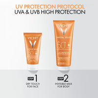 VICHY Vichy Captial Soleil Dry Touch Protective Face Fluid SPF 50+, Mattifying Sunscreen with Airlicium for Long-Lasting Shine Control, For All Skin Types, 50ml