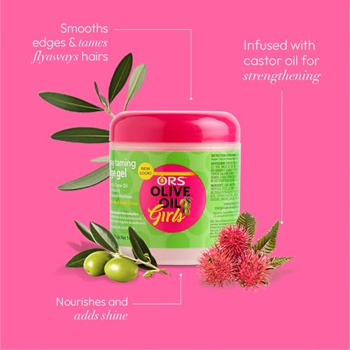 ORS Olive Oil Girls Fly-Away Taming Edge Gel - 142g, Infused With Olive Oil, Castor Oil & Vitamin-E, Non-Greasy Formula, For Smooth & Sleek Hairline Control