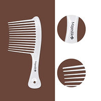 Majestik+ Afro Comb Infused With Coconut Oil - Wide Tooth Rake Hair Comb for Type 3A to 4C, Thick & Curly Hair in White