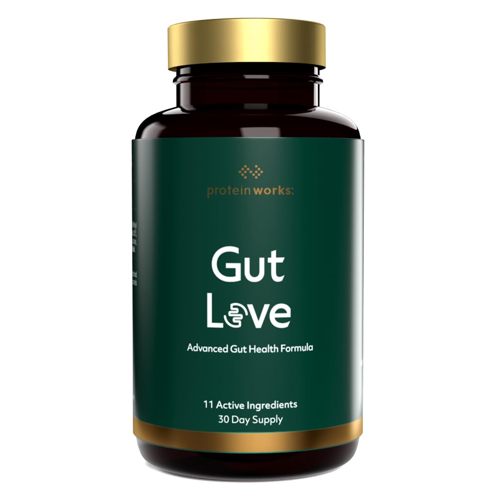 THE PROTEIN WORKS Gut Love, Science-Backed Blend of Prebiotics, Probiotics & Digestive Enzymes, 11 Active Ingredients, Added Ginger & Peppermint Extract, Supports Digestive Health, Vegan, 60 Capsules | Protein Works