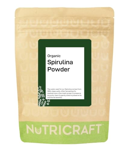 Nukraft NutriCraft Pure Organic Spirulina Powder - 500g, High Protein, Antioxidant-Rich, Superfood for Smoothies, Juices, and Baked Goods, No Additives or Preservatives, Natural Immune System Booster