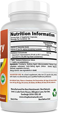Best Naturals Cranberry 3X Strength, 12600 mg 180 Veggie Capsules (180 Count (Pack of 2))