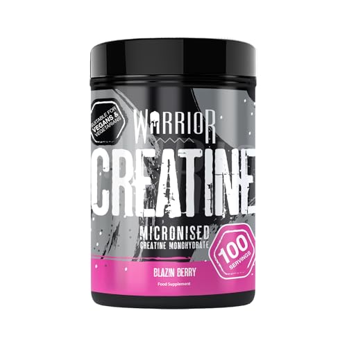 Warrior Creatine Monohydrate Powder – Micronised for Easy Mixing and Consumption – 100% Pure Creatine – Proven to Improve Physical Performance & Recovery, 5g Servings (Blazin' Berry, 500g)