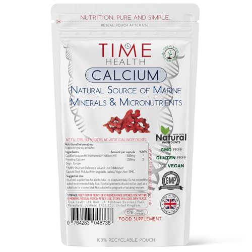 Time Health Marine Calcium and Trace Minerals from Lithothamnium calcareum - 120 Capsules (120 Capsule Pouch)