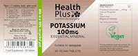 Health Plus Potassium 100mg : Mineral Supplement - 90 Tablets, in a Planet-Friendly 99% Recycled Pot