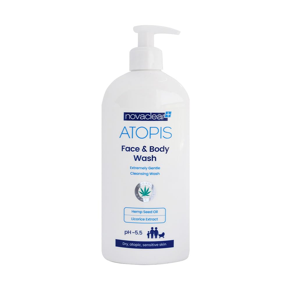 Novaclear ATOPIS FACE AND BODY WASH- 500 ml for Very dry, Atopic prone skin, Deep and long lasting Hydration and Moistrizing, Strengthens the protective barrier of the skin.