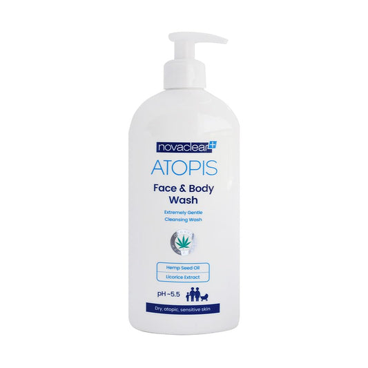 Novaclear ATOPIS FACE AND BODY WASH- 500 ml for Very dry, Atopic prone skin, Deep and long lasting Hydration and Moistrizing, Strengthens the protective barrier of the skin.