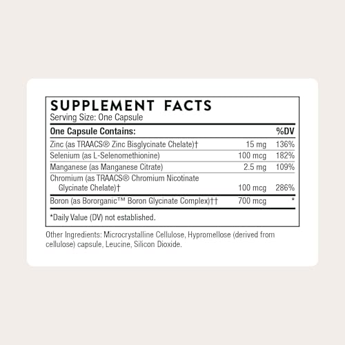 THORNE - Trace Minerals - Dietary Supplement with Zinc, Boron & Selenium - Chelated Forms - Comprehensive Formula - 90 Capsules