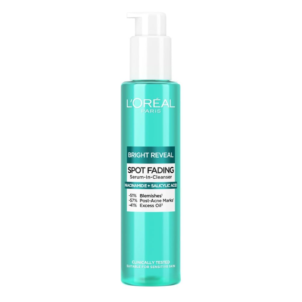 L'Oreal Paris L’Oréal Paris Bright Reveal Spot Serum-In-Cleanser for Face, Niacinamide and Salicylic Acid, Visibly Fades Blemishes and Post-Acne Marks, Eliminates Excess Oil, 150ml