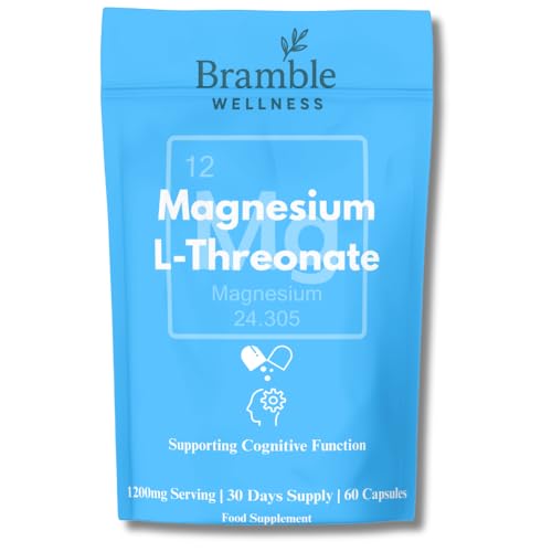 HB SPARK Bramble Wellness Magnesium L-Threonate – 1200mg Serving | 60 Capsules | Brain & Cognitive Function Support | Highly Absorbable Magnesium Supplement | 30 Day Supply | Vegan & Non-GMO