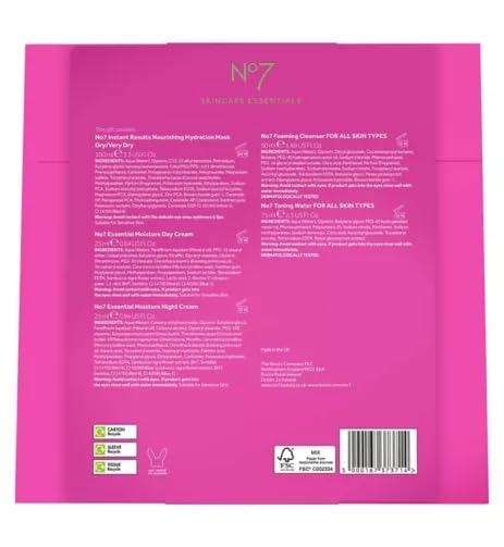 Boots No7 The Skincare Essentials Gift set + Free Merry Xmas 3D Key Rings - XMAS Gift Set, Birthday Present