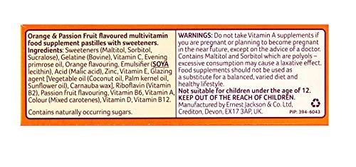 Bassett's Bassetts Oil Orange and Passion Fruit Flavour 12-18 Years Evening Primrose Soft and Chewy Multivitamins - Pack of 2, Total 60