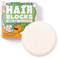 Shower Blocks Hair Blocks - Solid Shampoo Bar (85g) for all hair types: Sweet Orange & Bergamot Solid Shampoo Bars| Soap Free, Plastic Free | Plant Based | Natural | Conditioning