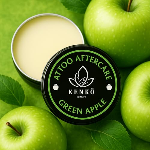 Kenko Beauty Tattoo Aftercare 30g | Keeps Tattooed Skin Hydrated & Bacteria Free! | Vegan and Organic Tattoo Cream (Green Apple)