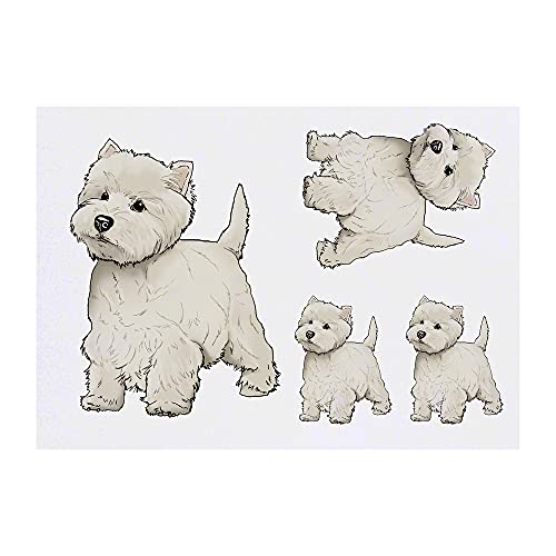 Azeeda 4 x 'Westie Dog' Temporary Tattoos - Water Resistant, Skin-Safe, Non-Toxic Transfers, Mixed Sizes (TO00041893)