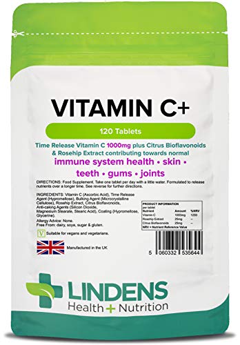 Lindens Vitamin C 1000mg 3-Pack 360 Tablets w/Rosehip Bioflavonoids Supplement
