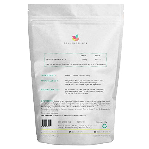 Vitamin C Powder | 100% Pure British Pharmaceutical Grade Supplement | Ascorbic Acid | 500g