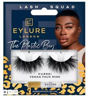 Eylure LASH SQUAD THE PLASTIC BOY- PURRR! VEGAN FAUX MINK False Eyelashes. Unisex