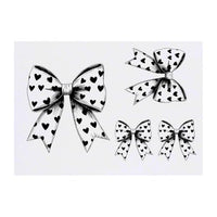 Azeeda 4 x 'Coquette Bow with Hearts' Temporary Tattoos - Water Resistant, Skin-Safe, Non-Toxic Transfers, Mixed Sizes (TO00082666)