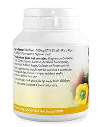Vitamin B2 100mg x 90 Capsules, Magnesium Stearate Free & No Nasty Additives, No-GMO, Vegan, Riboflavin Helps with Tiredness and Fatigue, Supports Energy Levels, Made in Wales