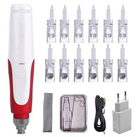 Poysuper Professional Derma Pen Microneedling Pen with 12 PCS Cartridges 0.25mm For Hair Skin Care Micro Needle Machine (N2)