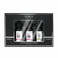 Clara's New York Nature's Best Kept Secrets Facial Serum Gift Set, Three Full Size Tea Tree and Rosehip Oil Face Serums, Moisturises and Repairs Skin Barrier 3 x 30ml