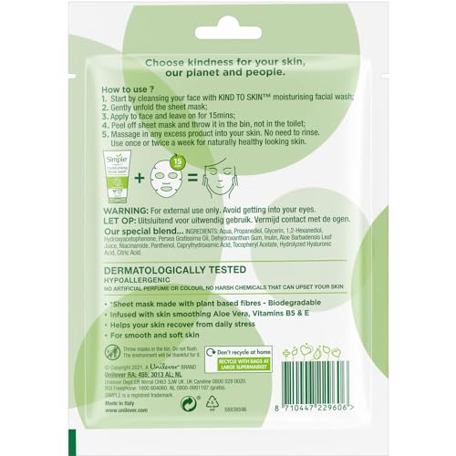 Dove Simple Kind to Skin Sheet Mask De-Stress 1PC