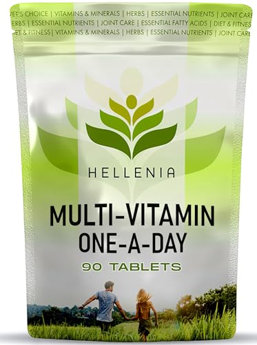 Multi Vitamins & Minerals Tablets for Men and Women | One-a-Day Tablet with Essential Active Vitamins Plus Calcium, Magnesium, Iron, Zinc and More Minerals | 90 Tablets Made in The UK for Hellenia