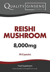 Quality Ginseng Direct REISHI Mushroom - 8,000mg Capsules - Powerful Formula (90 Capsules)