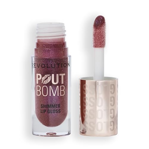 Revolution Beauty London Revolution, Pout Bomb Shimmer Gloss, High-Shine Lip Gloss & Shimmer for Glossy Lips with Hyaluronic Acid & Sweet Vanilla Scent, Berry Lustre, 4.5ml