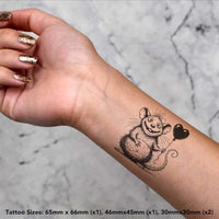 Azeeda 4 x 'Love Rat' Temporary Tattoos - Water Resistant, Skin-Safe, Non-Toxic Transfers, Mixed Sizes (TO00081290)