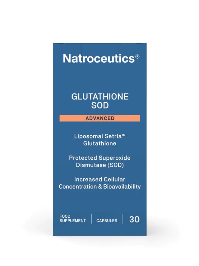 Natroceutics Glutathione SOD 30 Vegan Capsules| Liposomal Setria Glutathione| Protected Superoxide Dismutase| Increased Cellular Concentrate & Bioavailability