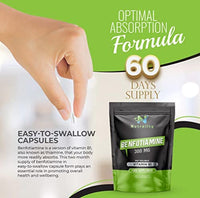 Nutrality Benfotiamine Supplement 300mg 60 Caps-Fat-Soluble Vitamin B1 for Heart, Kidney, Antioxidant Boost, Cognitive Enhancement, and Energy Increase -Vegans Friendly and Allergen-free