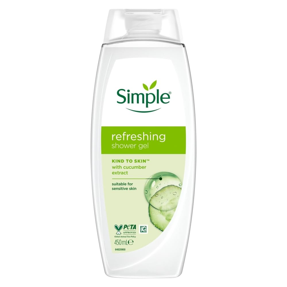 Simple Kind to Skin Shower Gel Refreshing 450 ml (Refreshing, 450 ml (Pack of 1))