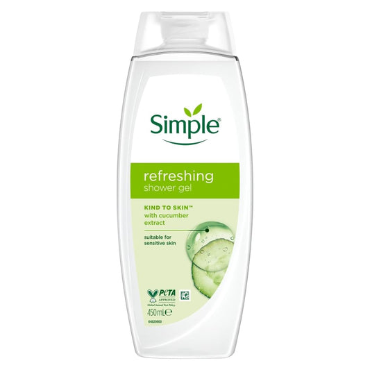 Simple Kind to Skin Shower Gel Refreshing 450 ml (Refreshing, 450 ml (Pack of 1))