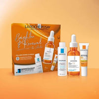 La Roche-Posay Brighten and Renewal Routine, Full-sized Vitamin C Brightening Serum, and Mini Toleriane Dermo-cleanser and Anthelios SPF50+, Kit Set