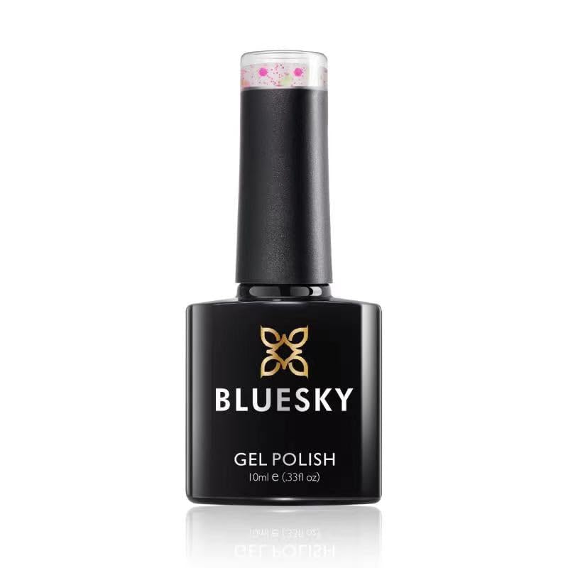 BLUESKY Bluesky Gel Nail Polish, Confetti Pop, Clear Base, Multicoloured Glitter, Long Lasting, Chip Resistant, 10ml (Requires Drying Under UV LED Lamp)