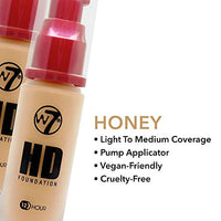 W7 | Foundation | HD Foundation - Honey | Light to Medium Coverage, Lightweight and Long Lasting